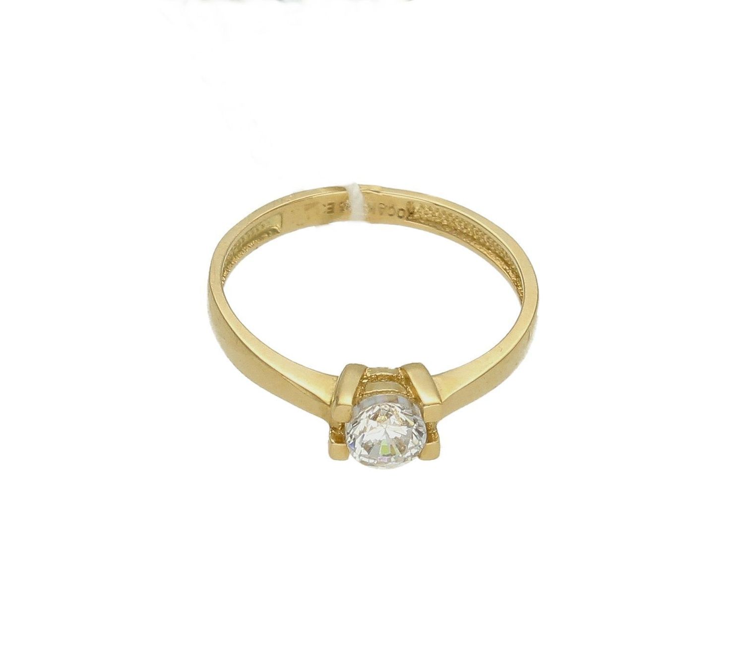 Złoty pierścionek 585 z wystającą cyrkonią zaręczynowy PI 5078.  Złoty pierścionek prosty ozdobiony wystającą cyrkonią. Piękny pierścionek wykonany z wysokiej jakości złota próby 585. Ponadczasowy wzór , pierścionek na preze (4).jpg